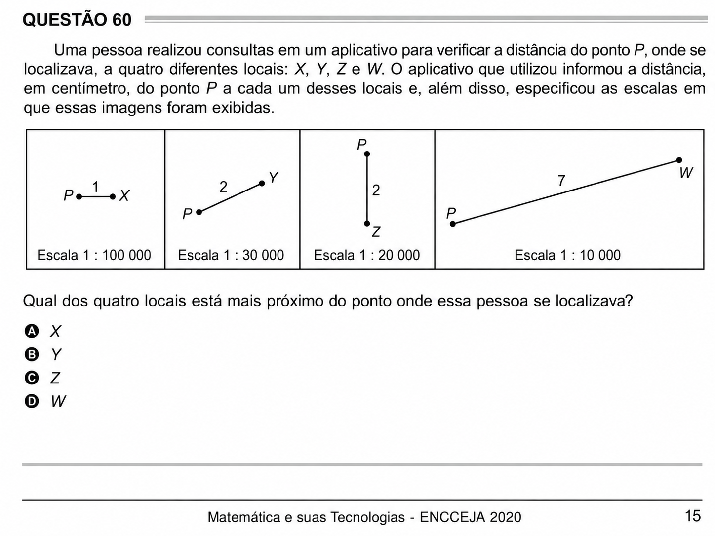 Questão Q 60 Encceja 2020 de MATEMÁTICA E SUAS TECNOLOGIAS
