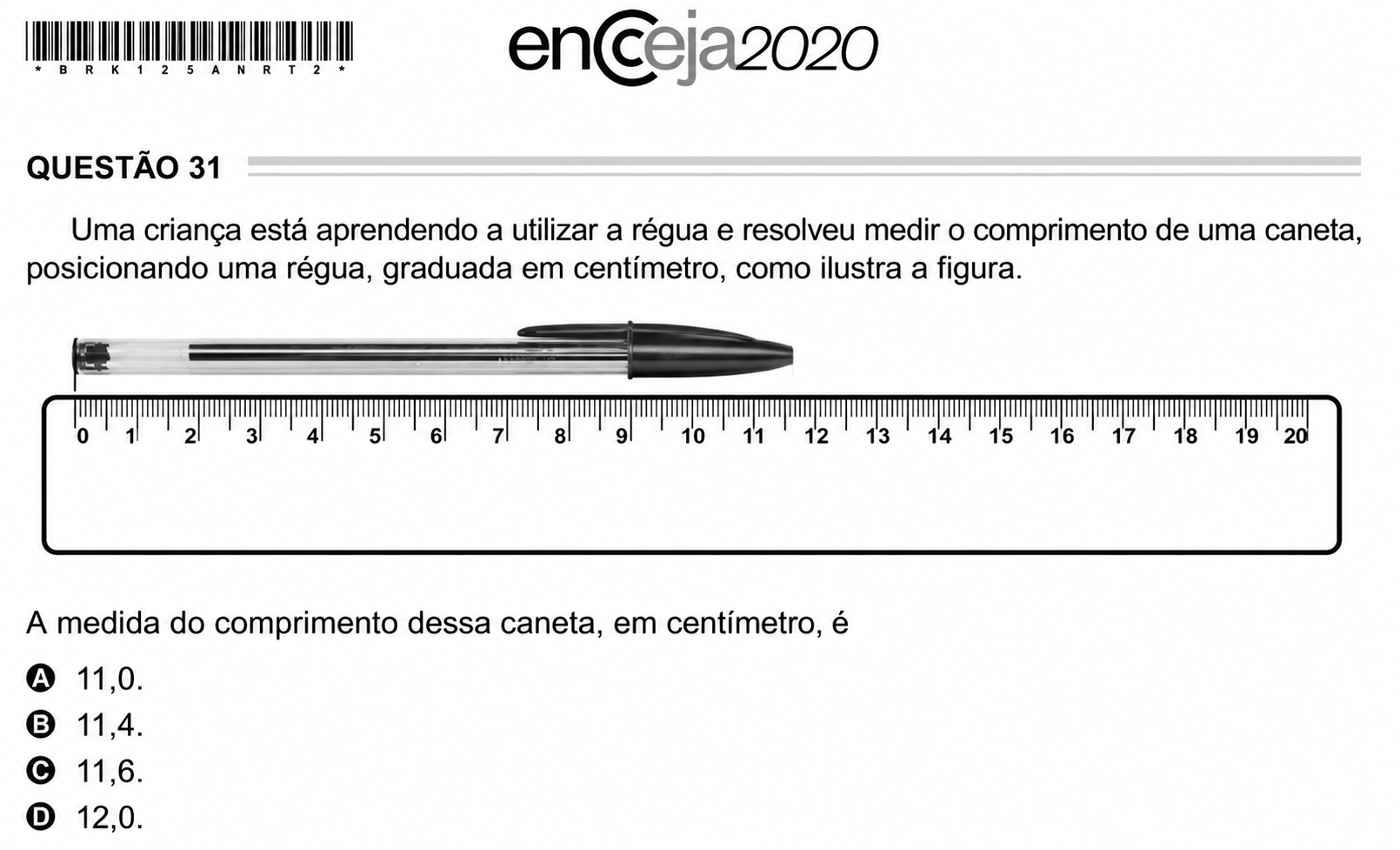 Questão Edição Encceja 2020 de MATEMÁTICA E SUAS TECNOLOGIAS
