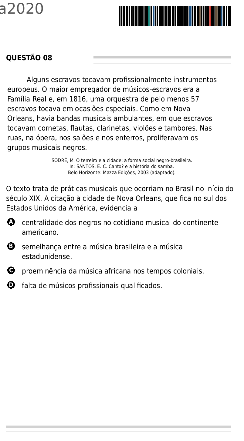 Questão Q8 Edição encceja 2020 de LINGUAGEM E SUAS TECNOLOGIAS/REDAÇÃO